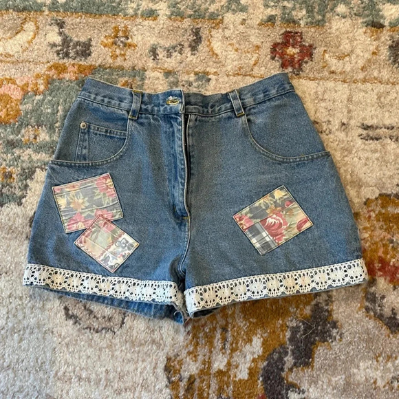 true blue Pants - High waist denim shorts